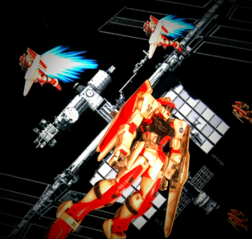 今回のモブメカ　シビリアン　アストレイ　DSSD　カスタムシビリアンアストレイ DSSDカスタムは、深宇宙探査開発機構DSSDが保有するMSだ。宇宙空間での作業活動のほか、自衛用戦力への転用も可能な本機は、その型式名である「UT」、すなわちユーティリティが示すように、多目的型の民生機である。DSSDはこの機体を、前大戦時、連合によるモルゲンレーテ社接収を逃れたオーブ技術者たちとジャンク屋ギルドの協力を得て調達した。その開発ベースとなった機体はモルゲンレーテのプロトタイプMS、MBF-Pシリーズと、宇宙専用機M1Aアストレイだ。DSSDの仕様要求に合わせて高精度化された光学センサーを搭載した頭部は、微細デブリとの衝突を防止する特殊バイザーを装着し、特異な外観を持つ。またV型アンテナは、シンプルな統合アンテナシステムに換装された。スラスター群もよりきめ細かな推力調整が可能なタイプとなり、M1A譲りの高AMBAC追随性と合わせて、繊細かつ応答性の高い機動性能を発揮する。特徴的な背部中央のスラスターは、ヴォワチュール・リュミエールの先駆型となる電磁推進システムである。型式UT-1D