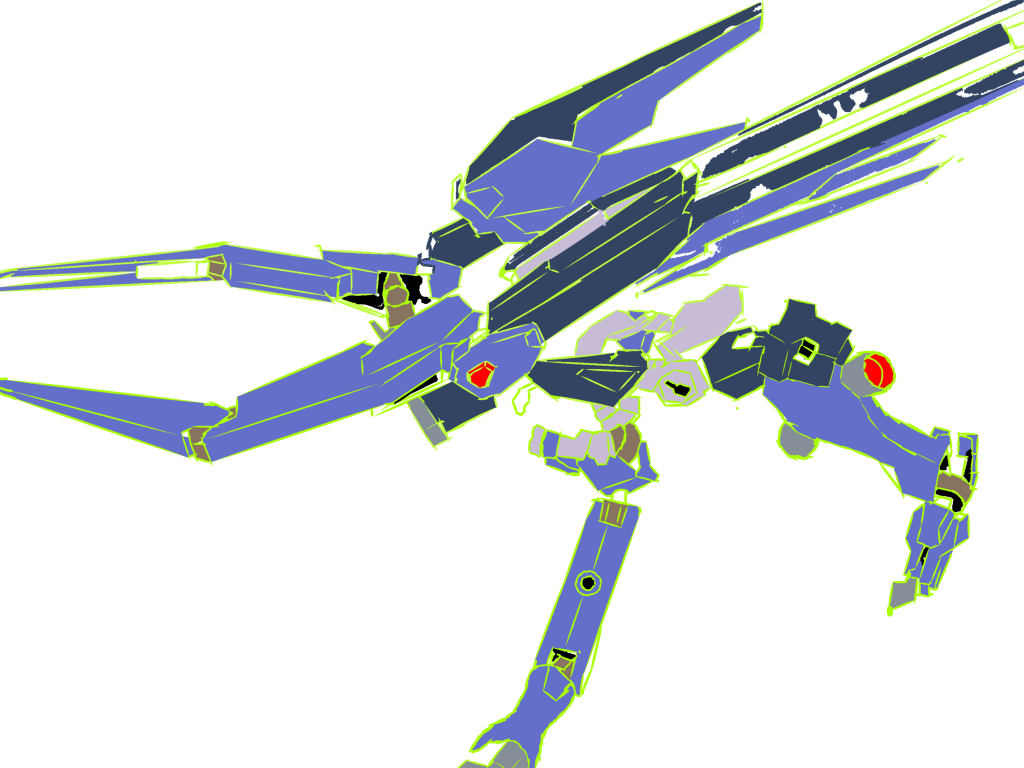 写真をお絵描きアプリで下書きして色を塗った画像配色は境界戦機のプロトゴウヨウを参考にしました。