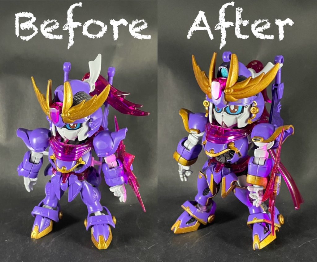 素組みとのビフォーアフター！ゴールドの面積が増えると、豪華な感じが出るので良い感じです🎵