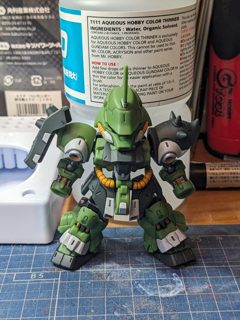 基本塗装、つや消ししてシタデルのナロンオイルでスミ入れした状態。実際はここからウェザリングしてますがここまでで完成でも良かったかな?