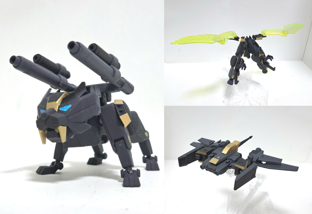 リクドライオンソラドライオンウミドライオントライオン３では各機体にパイロットが搭乗しているが、本機ではサカイ１人で操作(もしくは自動操縦)する。