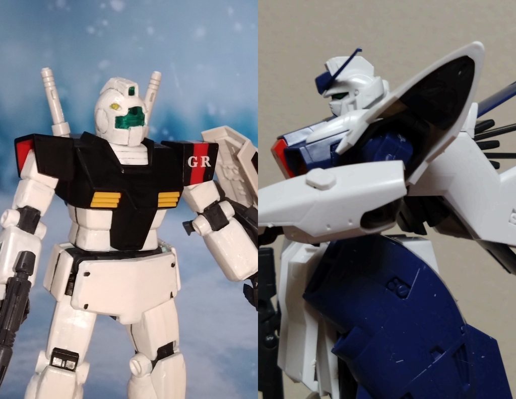 今回はバトルアライアンスのジムを紹介しましたが、自分が考えたオリジナルストーリー『機動時空転移 ガンダムリベロ』に登場する組織・クロストラベラーと小隊長がいるG:ユニバースは協力関係にあり、別々で行動している…という設定になってます。細かい設定とかは省いておりますが、彼らは全てのガンダムの歴史を守るべく行動しています。ちなみに、小隊長達は自分達がいた世界(宇宙世紀の一年戦争)と行き来している設定です。 〜という訳で、ここからストーリーに入ります〜『機動時空転移 ガンダムリベロ』の第９話、前回の続きになります。  宇宙世紀0224年、キリマンジャロ基地その場に突如として現れたのはこの時代から一年前に活躍した『マーク・カラン』とその搭乗機・Gセイバー。Gセイバーで初出撃したばかりの彼は小型MS母艦の行く手を遮る巨大なセツルメントの破片を何とかしようとしていたところ、ブレイク現象によってこの世界に来てしまったようだ。 後に続くかのように、またしても別のMSが現れる。その機体はこの時代から140年前のMSだった……。 「ーーーここが140年後の宇宙世紀の世界か」 現れたのはギャザーロード隊の小隊長『アルカ・アドニス』が操縦するジムだった。 「ここは一体？それに、そのMSは『フリーダム』？いや、かなり古い機体みたいだが…」「こちらはギャザーロード隊の小隊長『アルカ・アドニス』。混乱するかもしれないが、今は一緒に行動して貰いたい」 小隊長ことアルカはマークにそう話し、今の状況について『ユノ・アスタルト』やAI『サクラ・スラッシュ』と相談し始める。本来いるはずの『イルミナーティ』の部隊はおろかGセイバーの改修機『G３(サード)セイバー』の姿すら見えない。それどころか、別の問題をサクラは気づく。 『おかしい！基地の周辺にいるはずの議会軍のMSやMWの姿も見えない。なにかが起きてる！』「サクラ、言わなくても分かってる。とにかく基地に向かう」『待って、小隊長！基地から何か飛んでくるわ！』