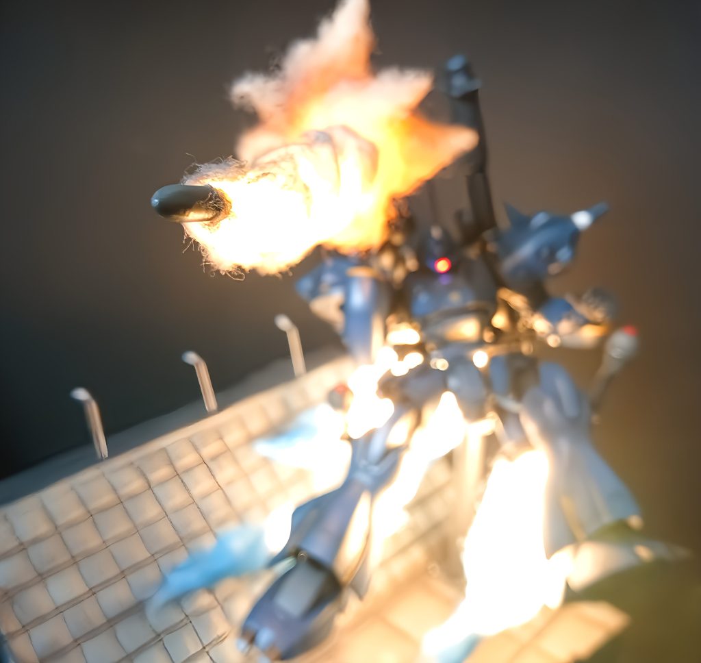 ピントを弾に合わせて