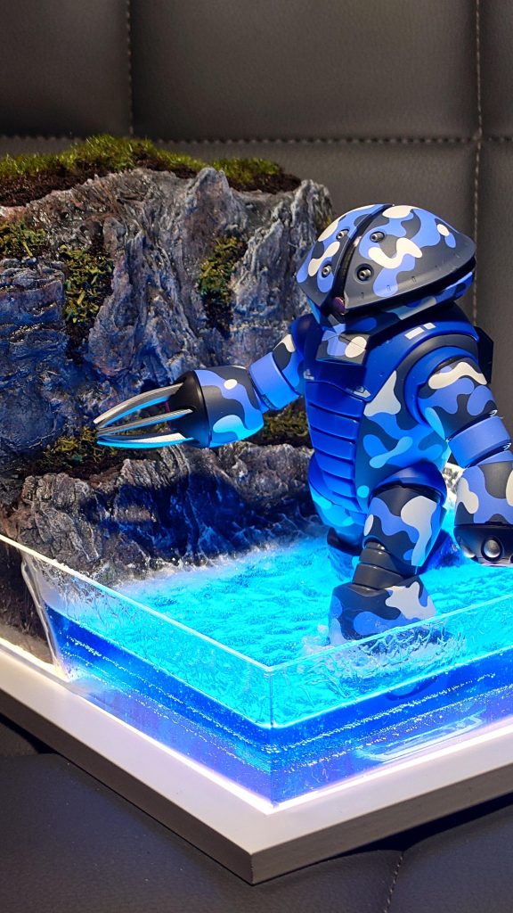 そして、そして、ペカーッと光ります！光らせたくて、海の透明度を上げたので、綺麗に光を通してくれました！