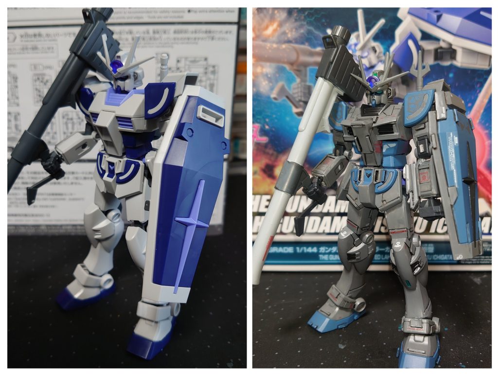 素組とのbefore & afterでいつも通り比較顔の頬当てと首の短縮、シールドの加工に挑戦し、その他、いつも通りスジ彫りとプラ板工作です。まだまだ、道半ば。これまで通り、気の向くままに、ボチボチ製作していこうと思います(´ω`)