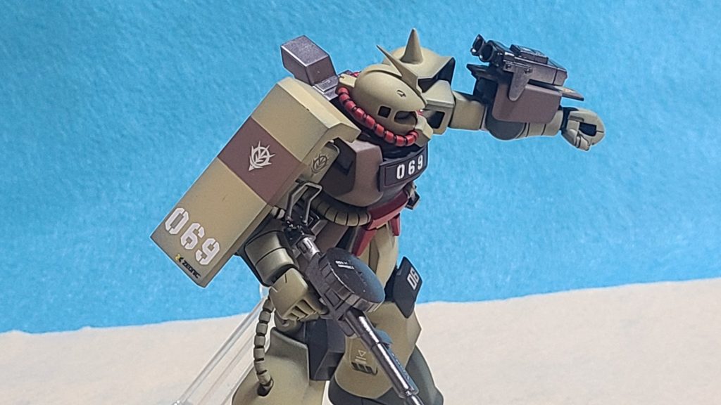 ザクデザートタイプの生産型は前期型がシングルアンテナタイプとダブルアンテナタイプで各43機、後期生産型が28機の計114機が生産された。前期型86機の稼働データを基に更なる改良を加える事で後期生産型が誕生するのだが、本機はその為の実験機であり、改良部分が十分な性能を発揮するかの評価試験機となる。