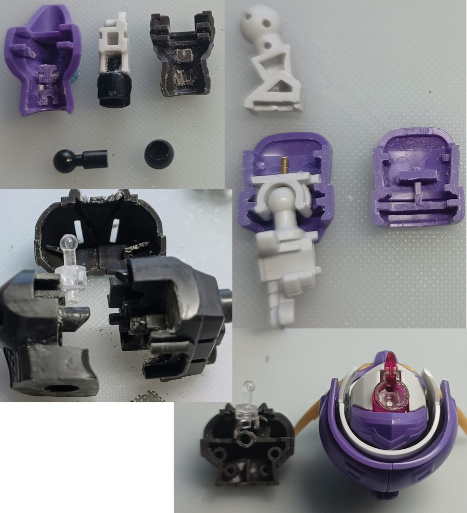 足首を関節技ボールジョイントミニを使用して二重関節化腕は1mm真鍮線による後ハメ加工に変更上半身を分割首を関節技ダブルボールジョイントで接続(ほぼ効果なし)