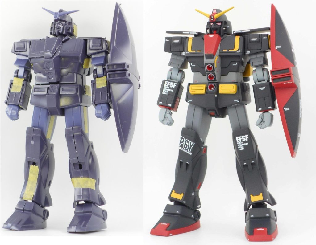 キットとの比較。肩の大型化、スリッパの幅増し以外は殆どいじっていません。