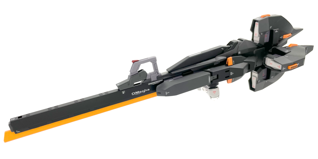 武装はキャリバーンのバリアブルロッドライフルのデザインを踏襲しています。HGキャリバーンのものは「水星の魔女」本編での活躍より小さめに感じたのでMGフルドドとHGアクア・ハンブラビのパーツを使い大きめに。