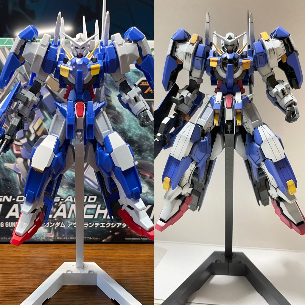 素組みとの比較です。スジボリをして情報量を増やしました。線が綺麗じゃなかったり、塗装してたら消えたりしてしまいました…難しい！