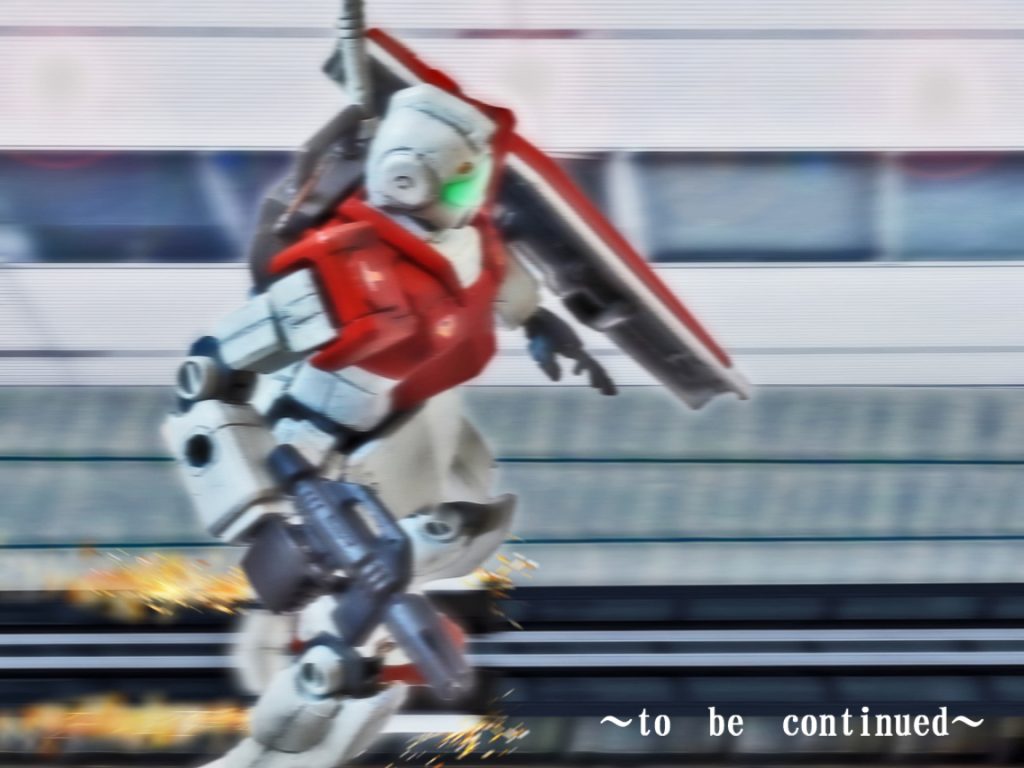 「さっさと出ろ、お前達‼」「俺達は訓練生で飛行時間もまだっ⁉」「五月蝿いっ！このままだとルナツーがやられるぞっ！ジムを動かせる奴は全員出撃だ！」ルナツーは突然の奇襲により混乱していた。主力となる艦隊やジムは既に地球へ向け出撃し、基地に残っているのは稼働試験を終えていないジムとパイロット候補生しかいない。「クソったれ！こんなのあるかよ?!」「教官はどこにいるんだっ⁉」「知るかっ！」訓練生達はありったけの不満を吐きつつをジムを起動させる。ぎこちない操作によりジムは歩きだすと不安定な動作でカタパルトに脚部を固定する。そしてシグナルがレッドからグリーンになると、電磁カタパルトは火花を散らしながらジムを前線に送り出した。〜to be continued〜