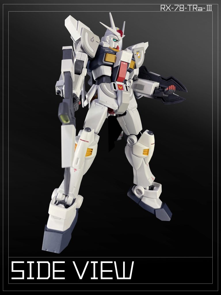 胴体中央の胸部コクピットブロックは改修されており、 全天周囲モニターへ更新されている事が推測される。 排気量増加に伴い、複合インテークも改良された。 形状は異なるが「RX-121-2 ガンダムTR-1 [ヘイズル2号機]」の同型装備と思しき、 肩部関節の「補助・アクチュエーターユニット」は ¨可動の要¨となる関節部の強化機能を持つ。The chest cockpit block has been refurbished, the bullet resistance and exhaust performance have been improved.Equipped with an 