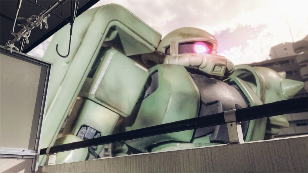 ①②を合成してLightroomで編集したりモノアイ光らせてたり色々して完成！