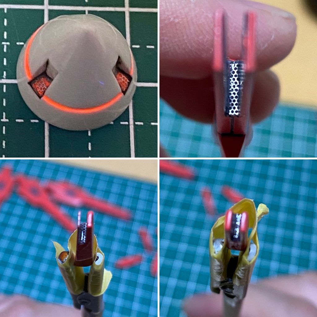 GNドライブとGNファングの発射口にはメッシュを貼りました。近寄らないと全く分かりませんが(笑)