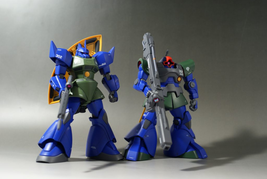 ゲルググとのツーショット！！これがやりたかった！ここまでやると高機動型ザクもつくりたくなるなー