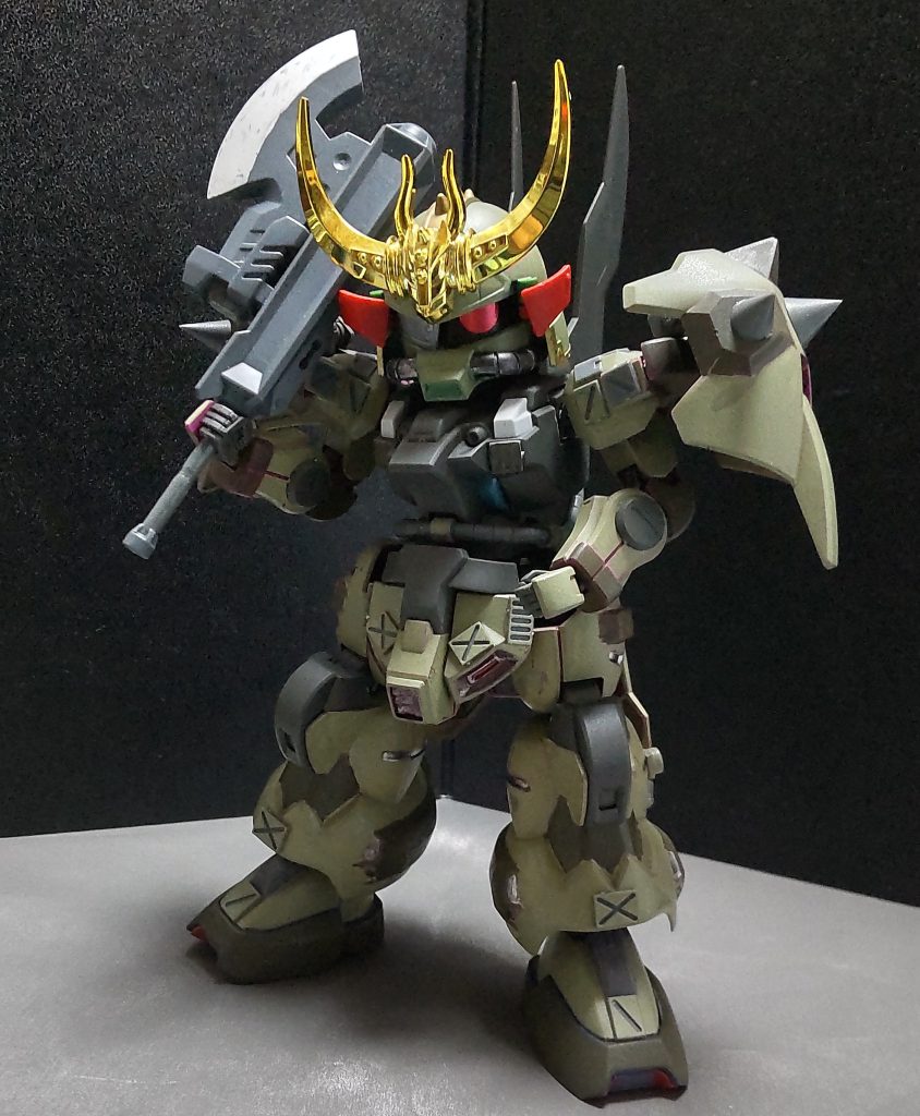 こうやって見ると、ディランザとジオン系MSの相性は本当に良くて、どこから見てもザクですと言い切れる物が出来上がりました。ドムやゲルググとかでもディランザの身体との相性は良さそうなので、余裕があったら作ってみようかな。