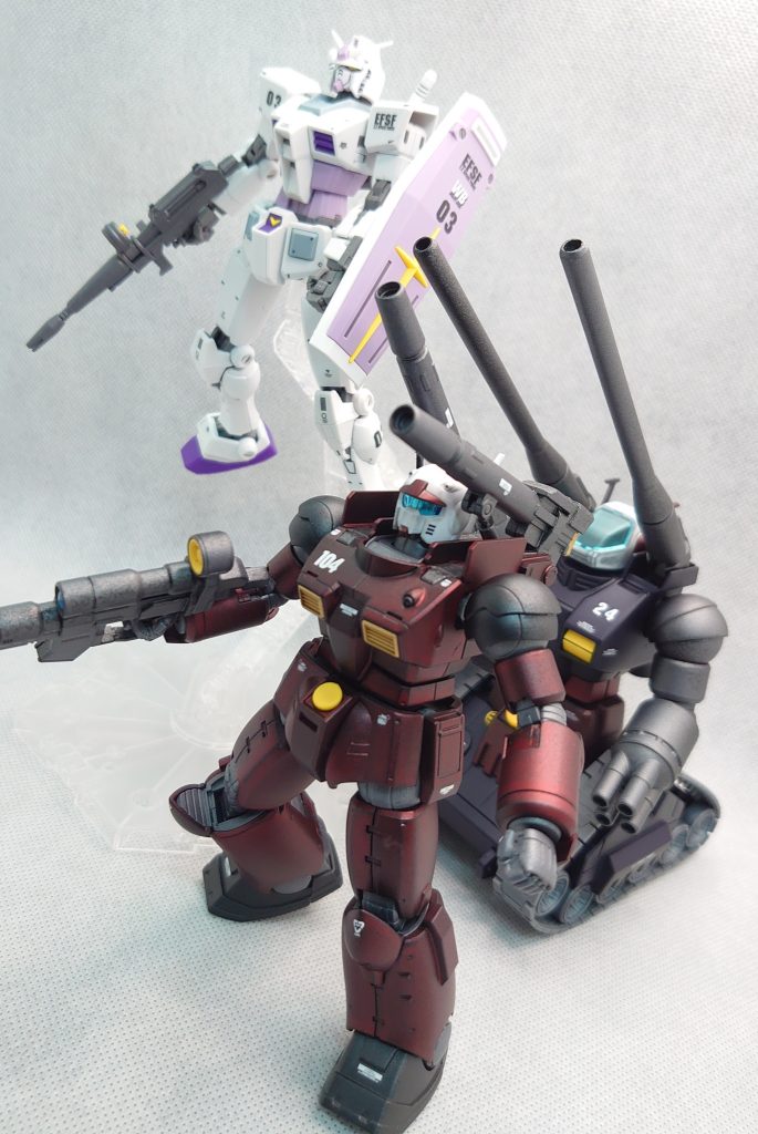 合わせ目消し、塗装、デカール、墨入れ、頭部のみウェザリング、トップコート、3Dマテリアルシール貼付で仕上げました。肩、キャノン、ビームライフルの合わせ目消しで時間がかかってしまいましたが、他はストレート組みです。狙った重厚感が表現できて良かったです。宜しければば他メンバーも観て行ってくださいwHG BEYOND GLOBAL G-3ガンダムhttps://gumpla.jp/hg/1639765HGUC ガンタンクhttps://gumpla.jp/hg/1743618