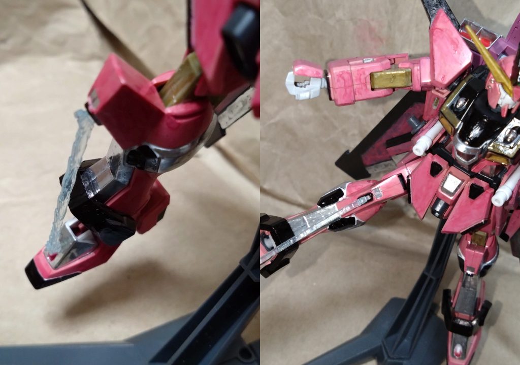 ジャスティスと言えば、やっぱコレ!グリフォン ビームブレイド×2膝からつま先に設置された脚ビームサーベル。∞ジャスティスと全く同じ武器。