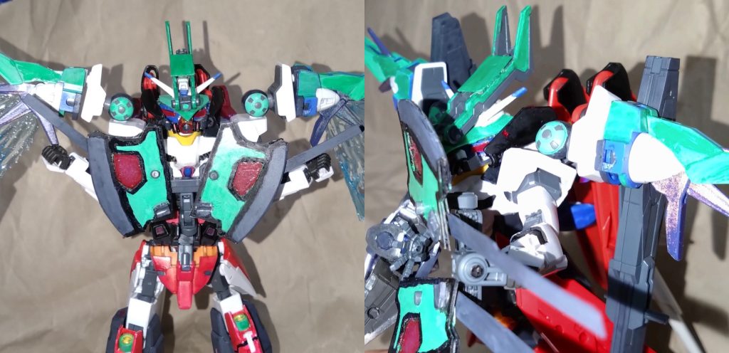 この形態で主に使うシステムですが、リベロユニットドライヴの制限を解除したことで『ヴォワチュール・リュミエール』の使用は当たり前ですが、この形態での使用するシステムは『ミラージュコロイド』という設定です。デスティニーのウイングから散布されるミラージュコロイドを切り替えで通常のミラージュコロイドとして使用できる設定にしました。なので、姿を消しての狙撃ができます。 では、今回はここまで!前回にも言いましたが、劇場版SEEDに向けて記念すべきガンプラの制作を頑張ります!!