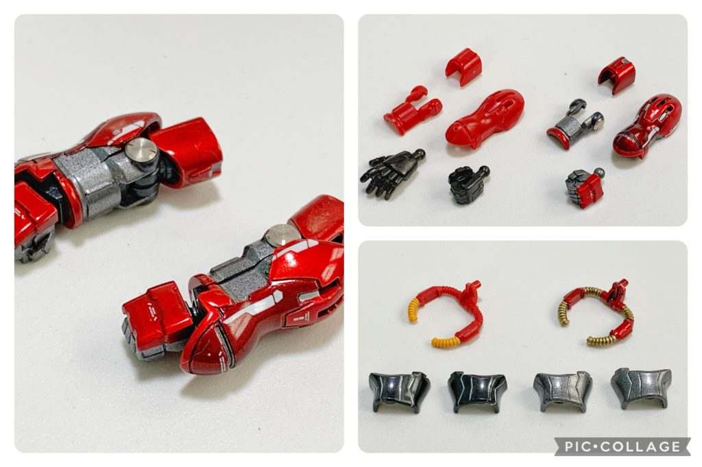 腕部改修箇所◇ハンドパーツを次元ビルドナックルズ「角」に置き換え◇前腕部にスジボリを追加して塗り分け◇肘関節にHSリベット 5.0mmを追加◇上腕部に角モールドを追加