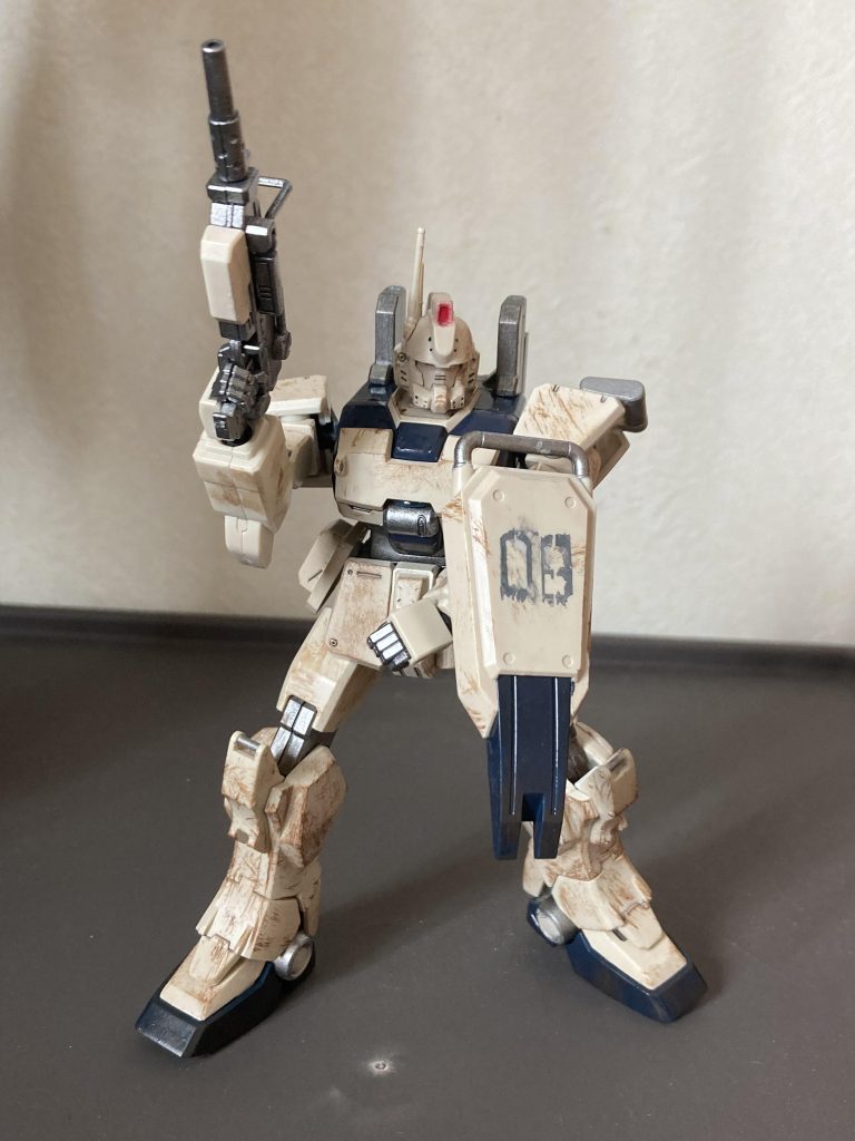 シールド部の08の塗装部分は少し荒く塗ることで塗装の劣化を表示しています。アンクルガード