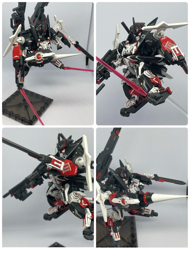 近接武器としてGNランスとGNソードを追加しましたGNランスは右腕アーマーに装着出来ますダッシュユニットにビームサーベルを追加しました