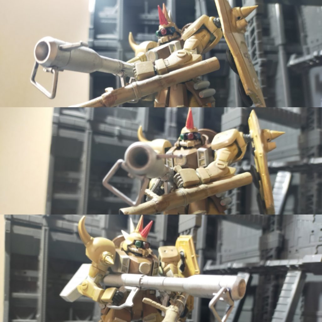 ヒャッハー「こいつはバズーカに見えてカートリッジ式火炎放射器だ！」舎弟「ヒャッハー！汚物は消毒だぁ！！」ヒャッハー「それは俺のセリフだ‪👊🏻🤬💢」※モデルはドムのジャイアントバズです。