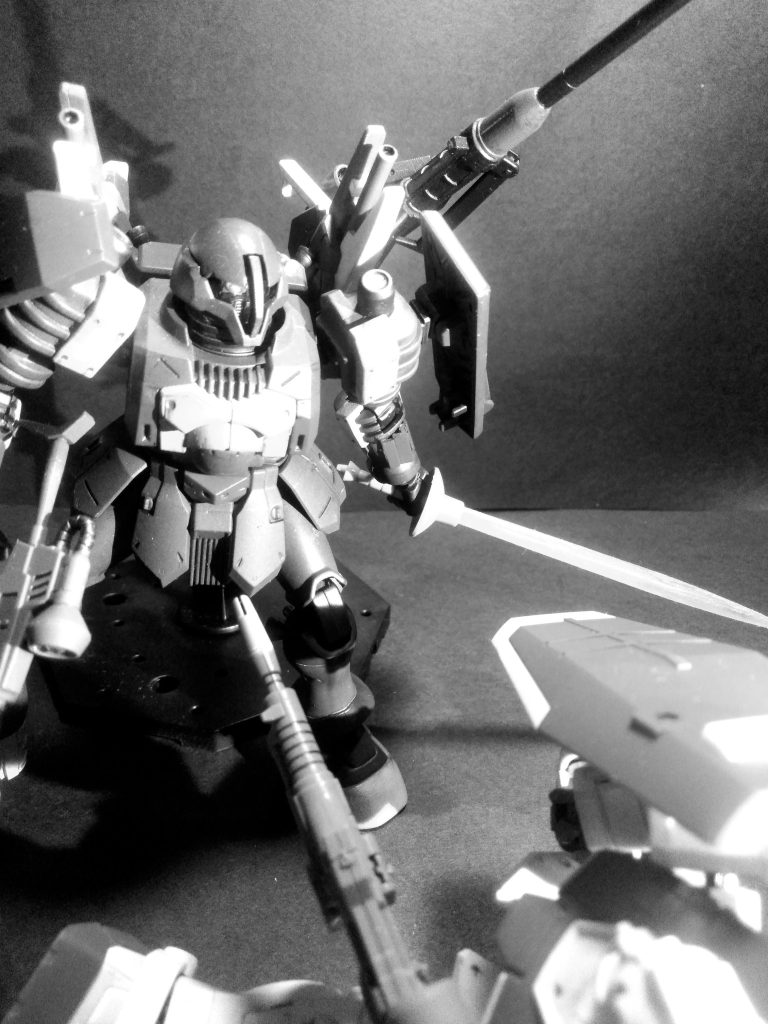 『茨の園』外周宙域をパトロール中に　　　　　　　　　　　　　　　　　　　　哨戒任務中の『ジム』を発見する　　　　　　　『エイ大尉』　　　　　『ヅダをフルスロットル』で突っ込ませ　『ジム』に肉迫するのでした・・・　　　