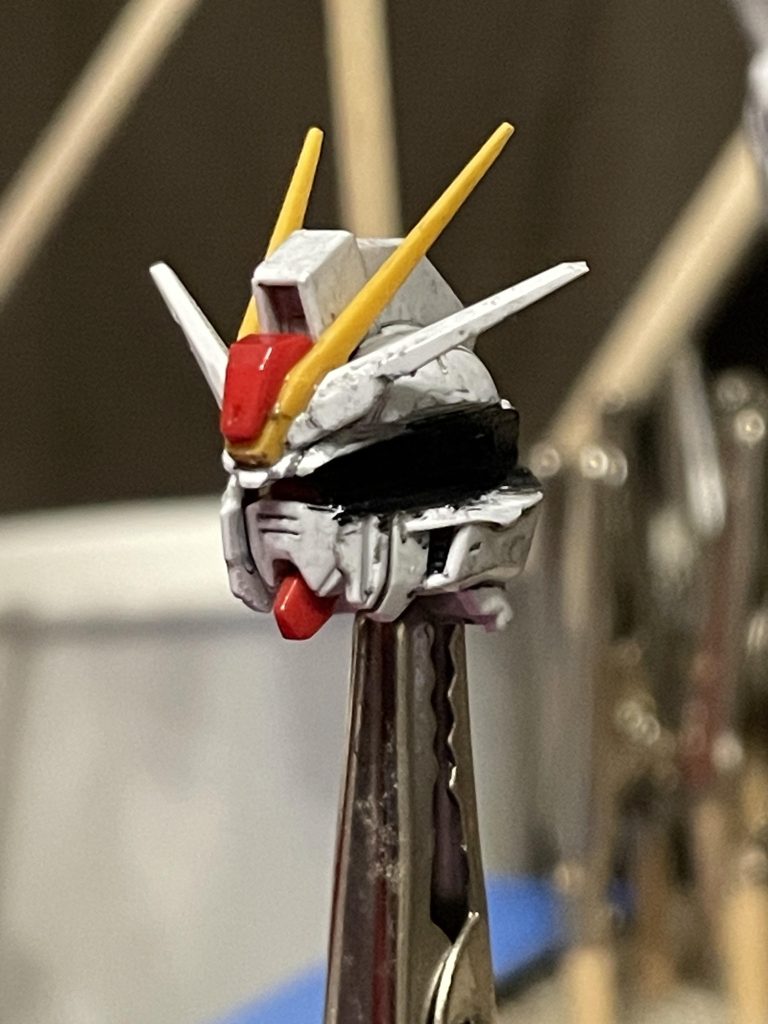この後レジンの稲妻をつけて蛍光カラーの黄とオレンジで更に塗りましたインパルスはRGなので削るの緊張した…。
