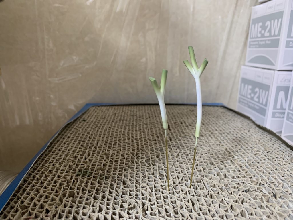 ねぎです。プラ棒を接着して作りました。