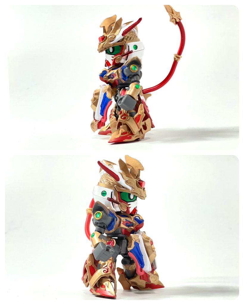 側面肩、前腕、側頭部にカスタマイズマテリアルの3Dメタリックシールを貼り、さらにUVレジンをドーム状に盛り付けてキラキラにしました。