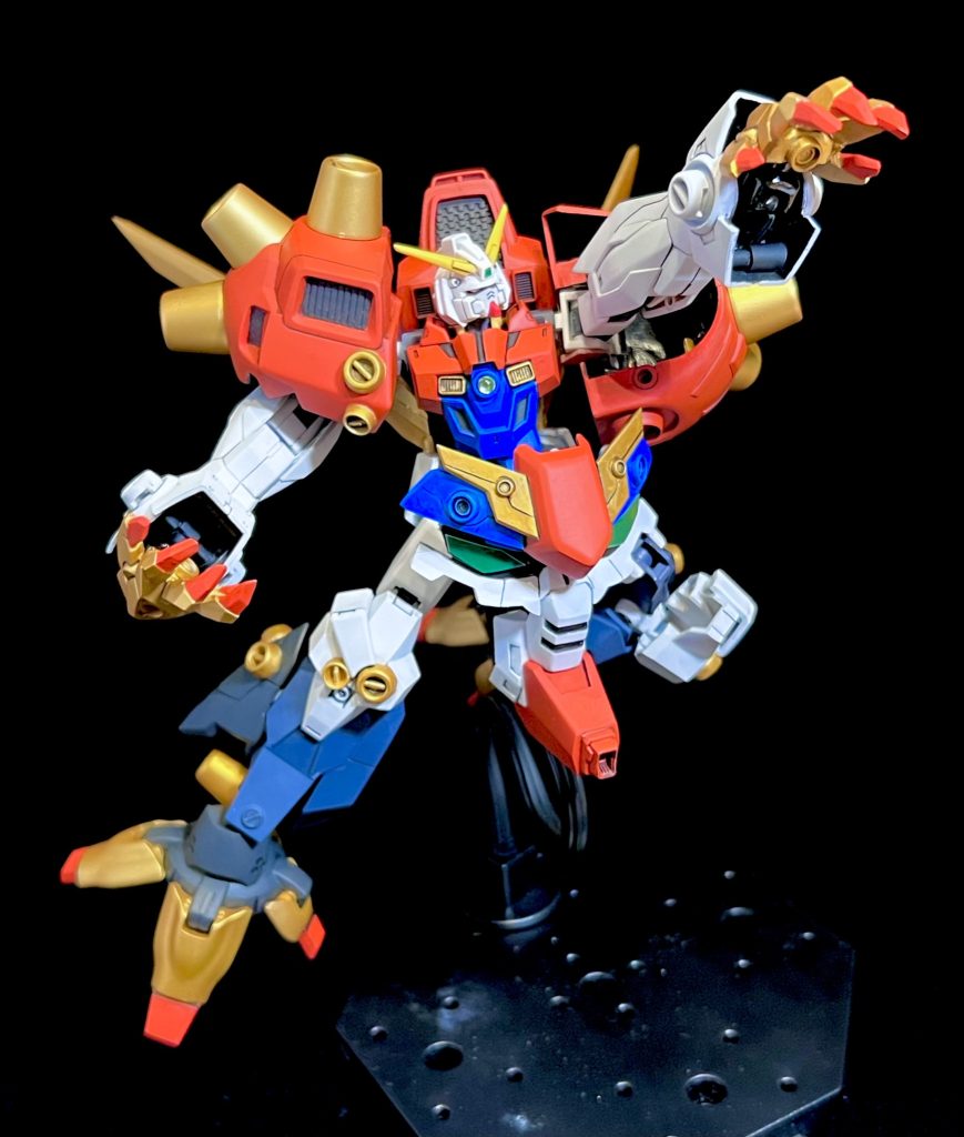 『レイジングフィンガー』‼︎ネオジャパン製（？）の機体らしく、フィンガーでラストを決めます！ライジングガンダムとデビルガンダムってカラーリング似てるな...と思い製作に至りました。パイロット（？）も共通してるしパワーアップとしては順当なのかもしれません。悪趣味かもしれませんが...汗デビルガンダム最終形態はお気に入りの機体なので、コアガンダムで再現するのは本当に楽しかったです。最後までご覧いただき、誠にありがとうございました！