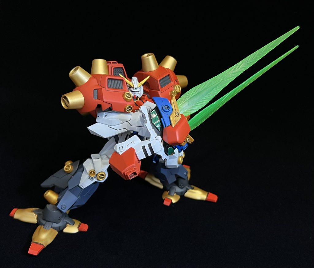 『ファイナルレイジングブレード』‼︎ガンダムナドレ アクウオスよろしく、「ガンダム顔の剣」です。股間にガンダムフェイスがデビルガンダムの個性ですが、せっかくだから必殺武器にしたいと思い、形にしました！ 