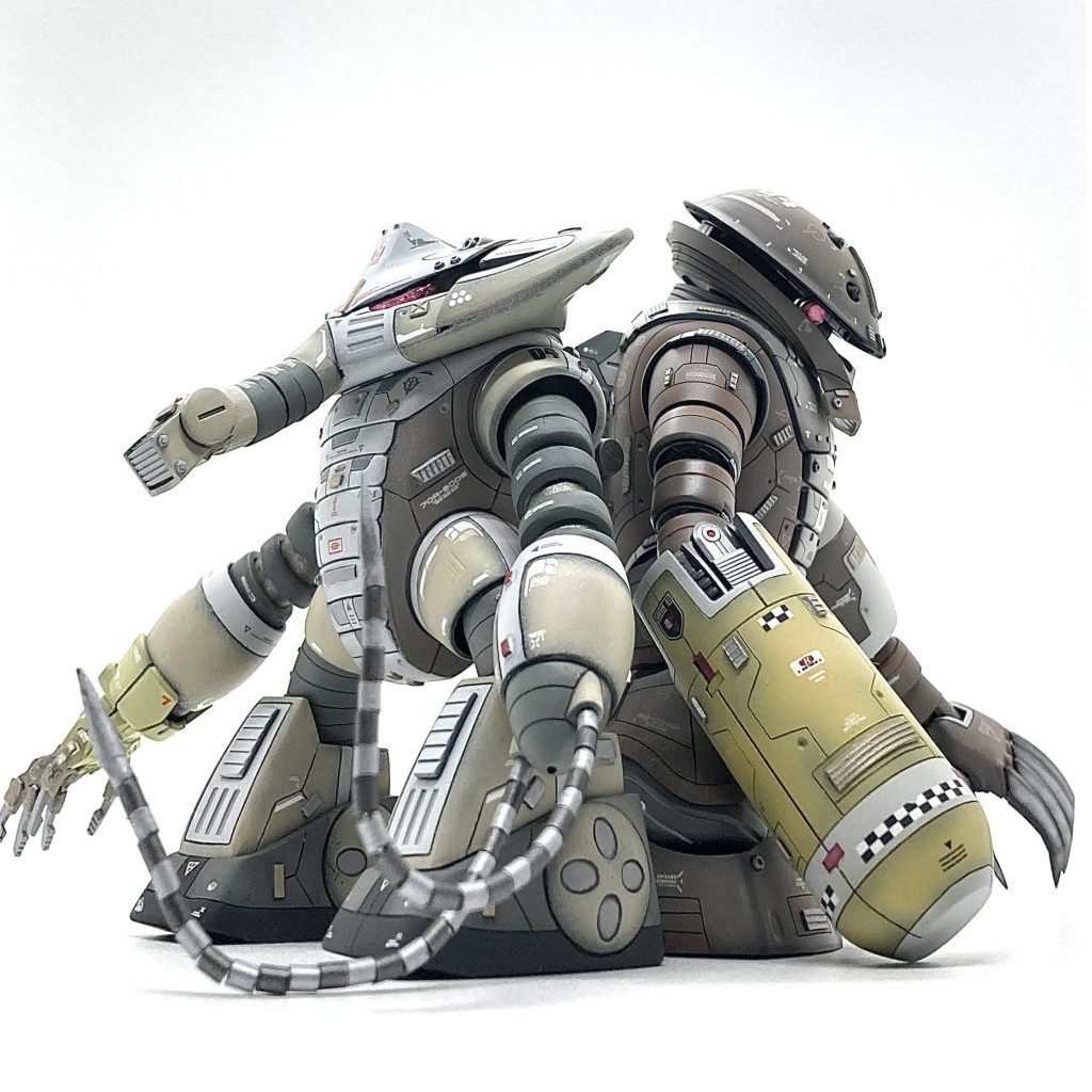 足がボリューミーなんで見上げて撮ると多少迫力があります。また、ジオン水泳部らしい悪行さが見えて来てます。