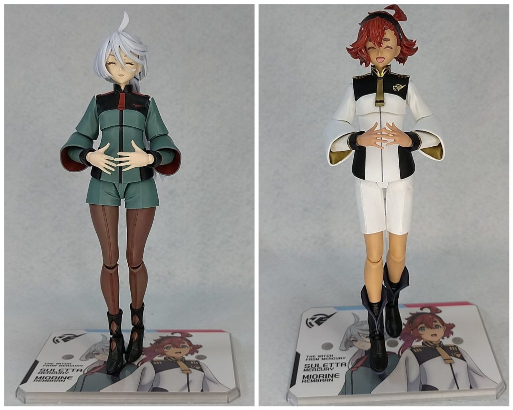 今回、以前作成したスレッタも合わせ目消しをして、つや消しトップコートでリニューアルしました。