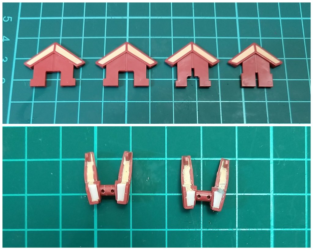 シールドと足裏の肉抜き埋め。キレイに仕上げるのは難しいですね。