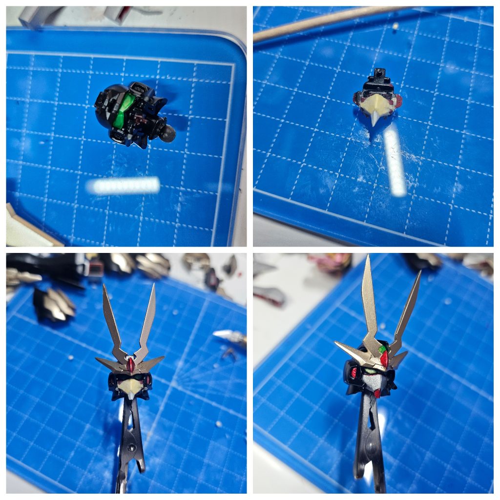 フェイスパーツを紛失した為、パテとプラ板で作成しました。