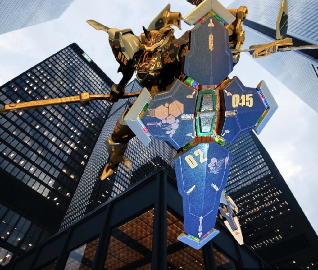 「早い!反応速度が極限にまで高められている。やはりGANDフォーマット、、、GAND化された義体を直接機体と接続でもしないとこんな事は。試作装備を使うわ。イリーシャ、シールドの射出をお願い。」「コピー」配置されていたコンテナから射出された試作シールドを装備すると、ベギルへクスは直上から敵MSに肉薄しシステムを最大可動させた。シェルユニットが虹色の輝きを放ち、データストーム空間が形成された瞬間、左目のGAND義眼には昨夜出会った男の姿が写し出された。