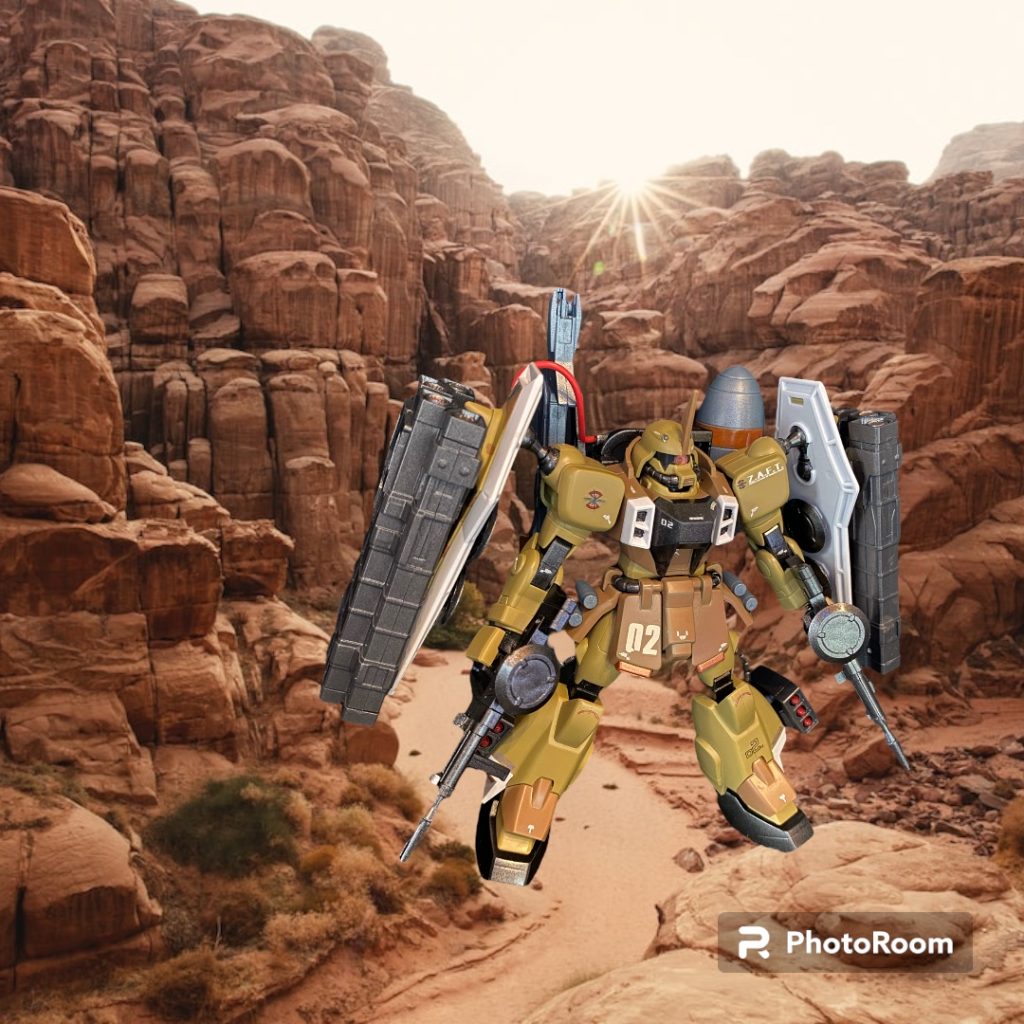 機体色は砂漠での非視認性を考慮してデザートカラーに塗装され、シールドには迷彩が施されている。