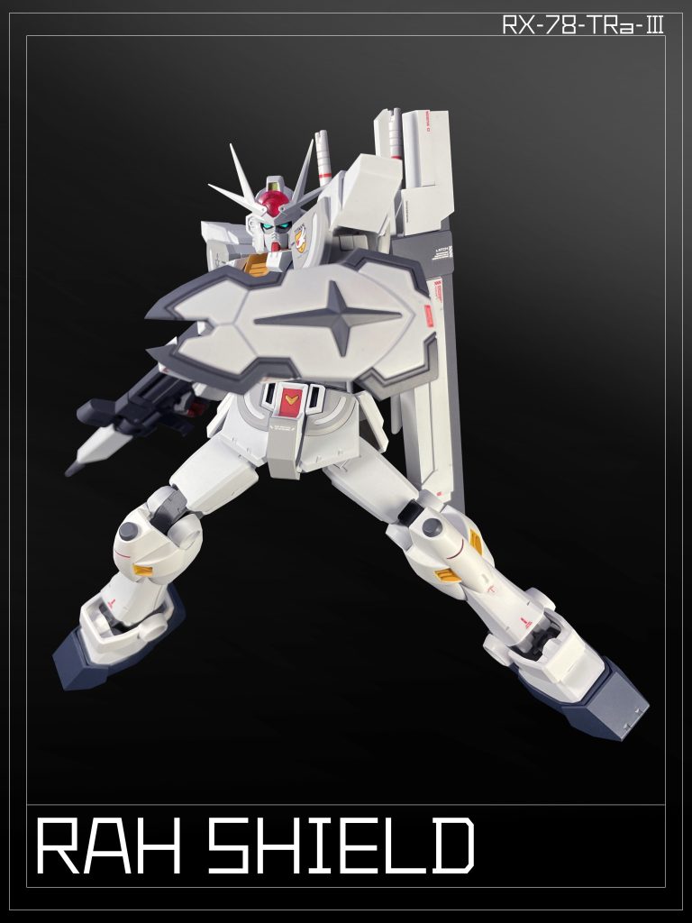 「ラーシールド」は所謂¨シールドS¨と呼ばれる 独立戦争時の連邦軍MSが地上戦の際に使用していた 取り回しの良いハーフタイプシールドの一種であろう。The 