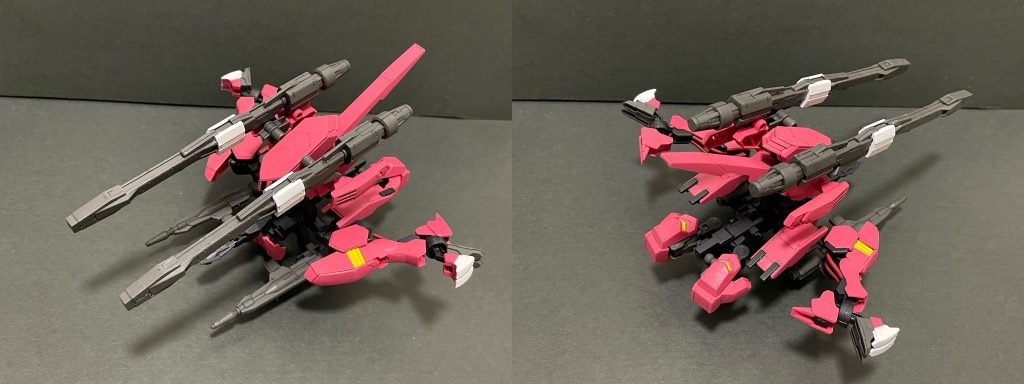 3番目に作成したアーマーです。アーマーフレーム時は全砲門を前に向けているので、まさに火力特化な見た目になっています。他フレームとある程度統一感を出すため、一部の色を白に変更しています。