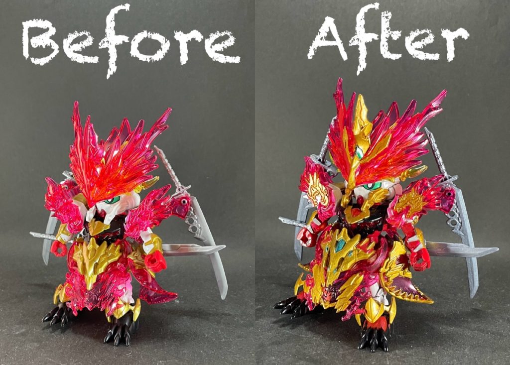 素組みとのビフォーアフター！塗り分け箇所が結構ありますが、このシリーズにしては少なめな感じがします😄