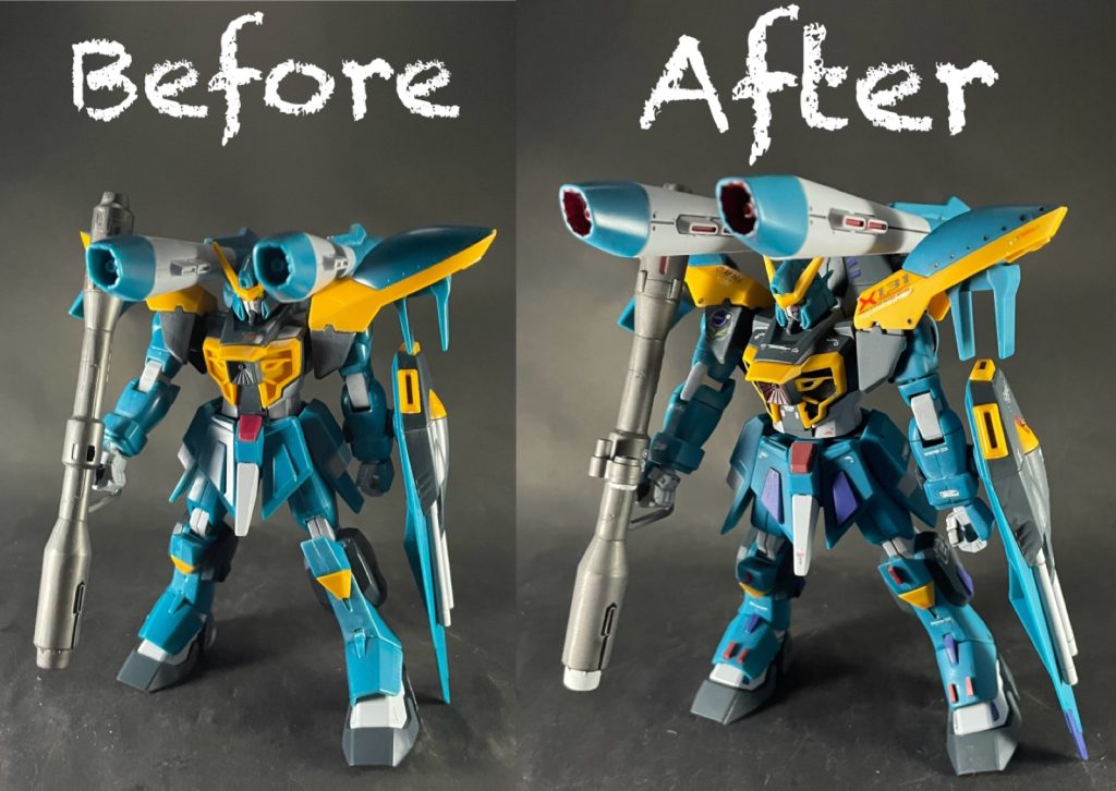 素組みとのビフォーアフター！完成見本のように塗り分けするだけでも、印象が結構変わったと思います😁