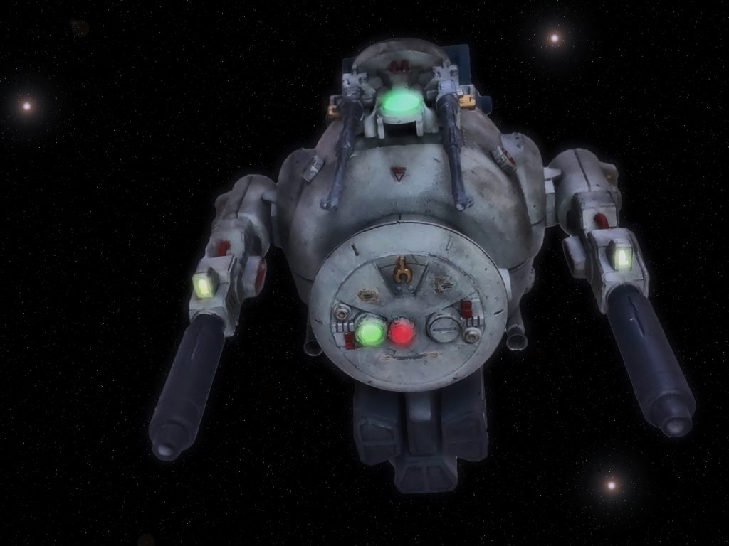 「停船信号‥？」スモーカー02は12:00の方向から発せられる信号を探知する。「キリュウ大尉、正面に何かいます。連邦機かと思われます」「我々以外に友軍がいる筈がない。アルファ小隊、最大望遠で確認しデータ照合」「了解」トライバル隊の作戦は友軍でもごく一部の、それも上層部の人間しか知らない。なぜならこのC.O(カウンター・オデッサ)作戦はキシリアの特命なのだから。「照合完了、地球連邦軍無人哨戒艇、D−SIです」「やはり網は張っているか。だがここが一番手薄になるエリアだ。内通者の情報が正しければな‥」「それに敵の無人機のデータまで。今までルナツーに仕掛けづらかったのは、アレのせいでしょう。火力、索敵能力共に中々厄介です」「普通ならな‥」トライバル隊は速度を緩めずそのまま敵の無人機と距離を詰める。