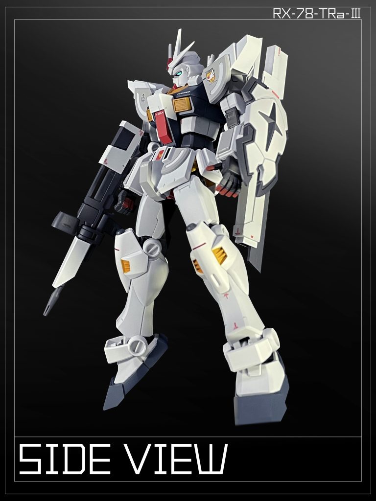 一説では、本機と「TR計画」には何の関連性も無く 「RX-78-2 ガンダム」に複数回に渡る仕様変更を行った上で、 専用武装を搭載した白兵戦仕様の機体であったとされ、 機体名称もlapine言語ではなくハワイ語であるという。According to one theory, this RAH gundam has nothing to do with the 