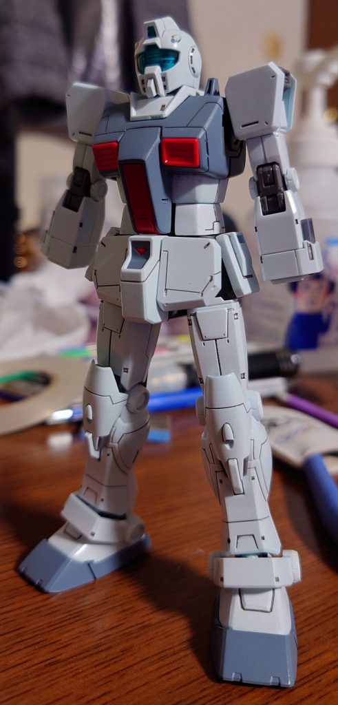 一旦組んでみた時。今回はホワイト基調にしたのでジムっぽさが薄れてしまったかもしれない…。調色にもチャレンジしてみたいところですね…！