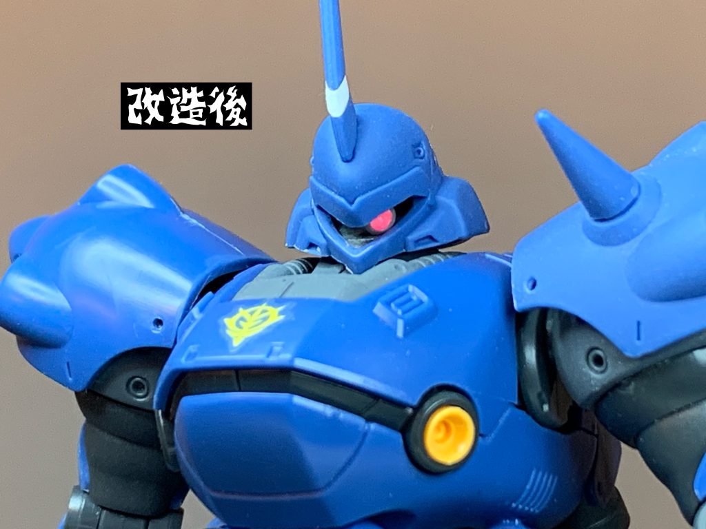 頭部の内部パーツを改造してモノアイ可動化した後、Hアイズを埋め込みました。