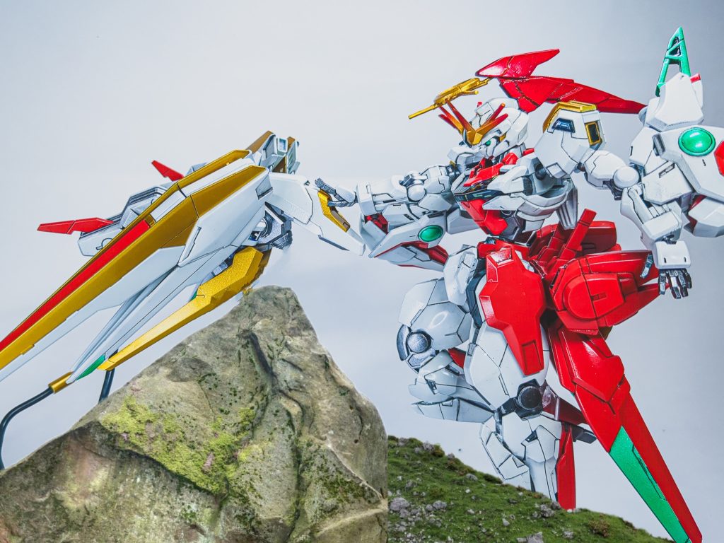 以上が、鉄ノ天照です!!女神らしい、美しくも、かっこよく、そしてスマートな機体に仕上がりました!!!良いミキシングができて良かったです!!!