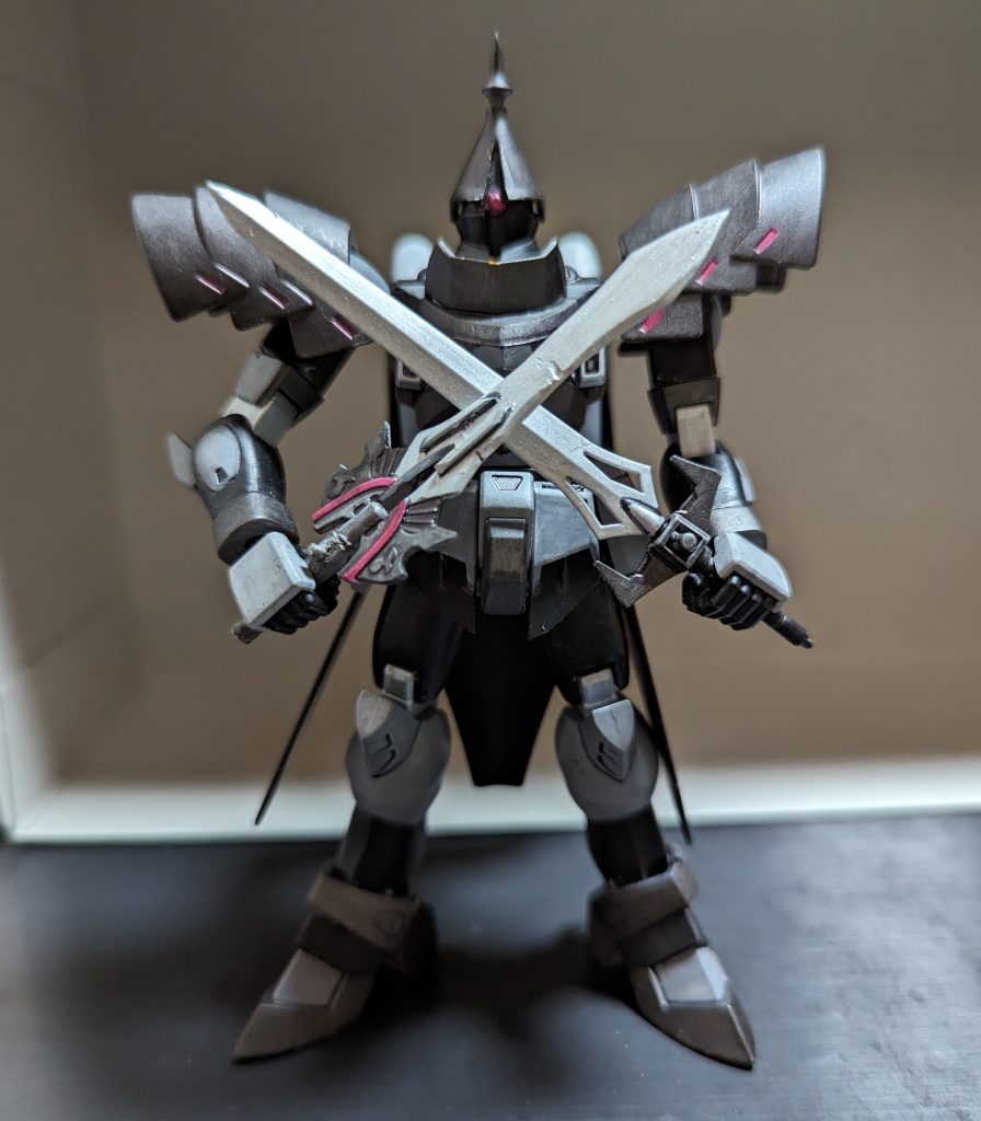 武装を外した軽装状態。武器はジャンクBOXに入っていたものを少し改造して使っています。元々この機体のためのパーツだったかは分かりませんが、結構似合ってます。