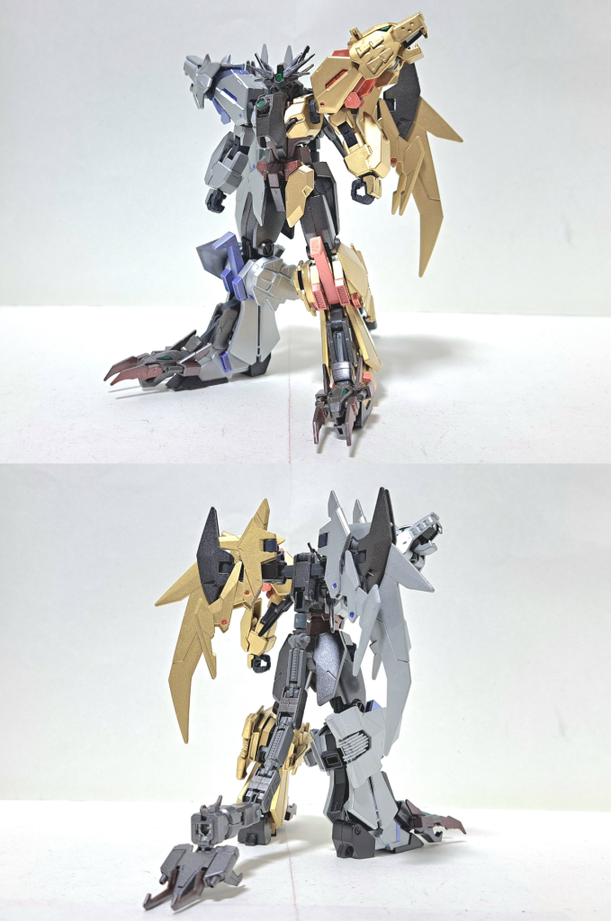 ガンダムトライガー参 [ﾄﾚｽ ]　(別称:轟獣機動トライガー参)上記３機のトライマシンが合体することで完成する形態。背部と両脚のスペーストライガーの頭部で敵を噛み砕くことが可能。